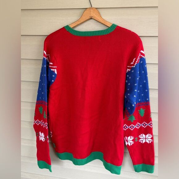 JOLLY SWEATERS festive ugly holiday sweater reindeer drinking beer Cheers XL EUC - Picture 4 of 7